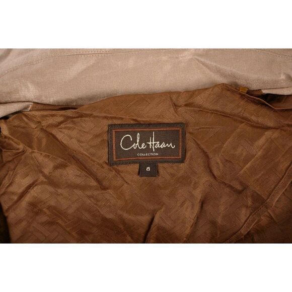 Cole Haan Womens Belted Trech Jacket Sz 8 Gold - Picture 7 of 7